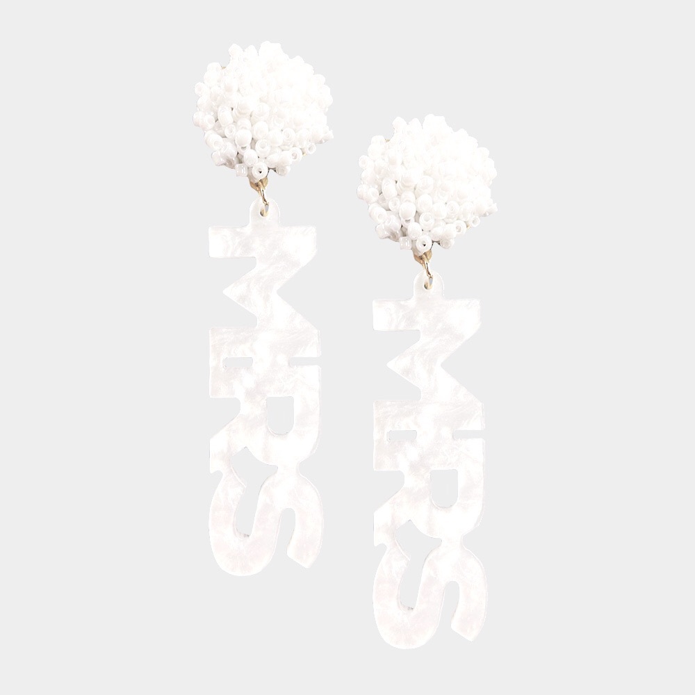 White Pearl Dangle Statement Earrings